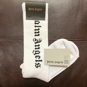 Palm Angels White Vertical Logo Socks
